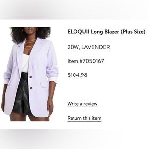 Eloquii plus size Sz 20 lavender blazer